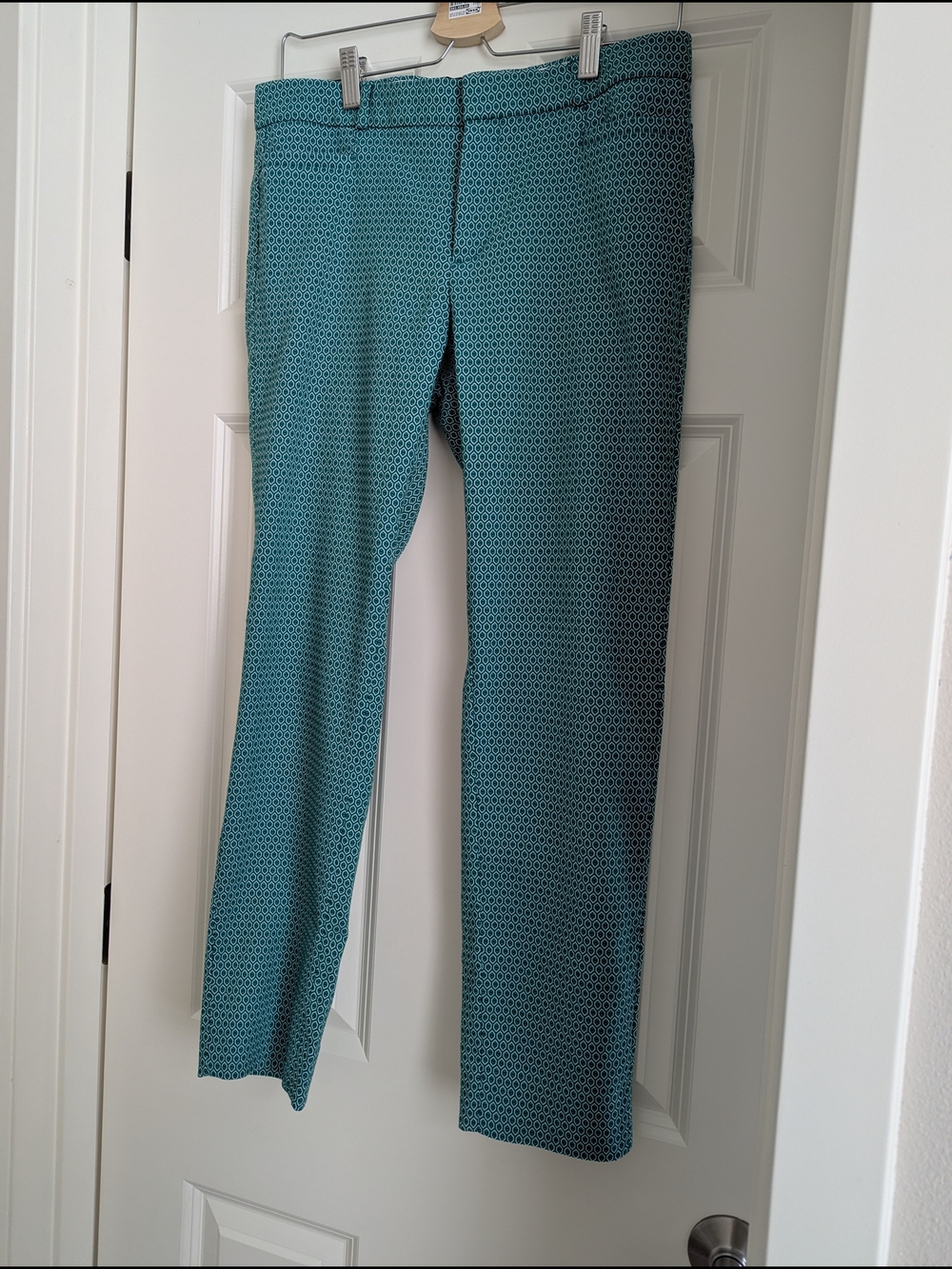 Banana Republic Teal Micro-Pattern Cropped Pants